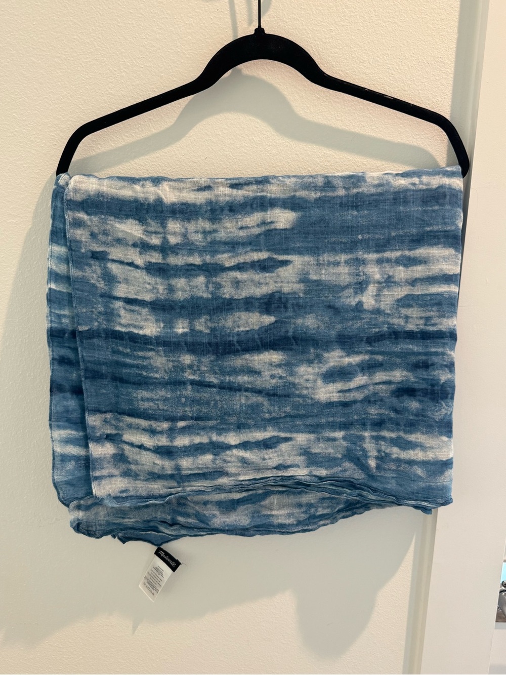 Madewell Blue Tie-Dye Linen-Cotton Coverup/Scarf